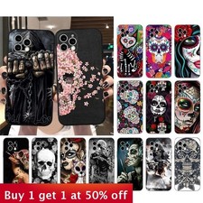 For iPhone 16 Pro Max 15 14 13 12 11 XR XS Phone Cover Skull Halloween Cool Case
