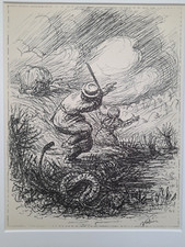 ALFRED KUBIN - Strichätzung v.1923 "Bauer und die Schlange"