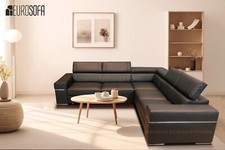 Modernes Ecksofa aus echtem italienischem Leder – mit verstellbaren Kopfstützen