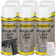 6xBREHMA Strukturlack fein Kunststoff Kräusel Spray schwarz matt 400ml m. Griff