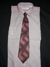 Retro Eloka Krawatte braun gemustert Clip on Schlips Vintage