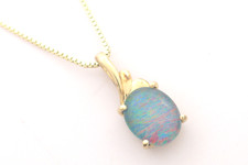 Halskette 925 Sterling SILBER silver argento collana Opal pendant vergoldet