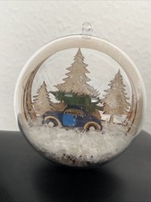 Handgefertigt Weihnachtskugel Holz Winterlandschaft Groß Weihnachten Deko