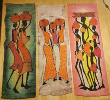 Afrikanische Wandbilder Wandbehang auf Stoff handgefertigt aus Tansania AUSWAHL