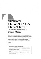 Bedienungsanleitung-Operating Instructions für Nakamichi CR-5, CR-7
