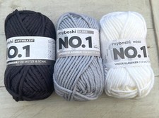 3 x 50g MyBoshi No 1, Mützengarn Schnellstrickgarn Anthrazit Silber Weiss Mix 