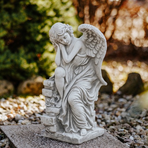 Steinfigur träumender engel - steinfigur,