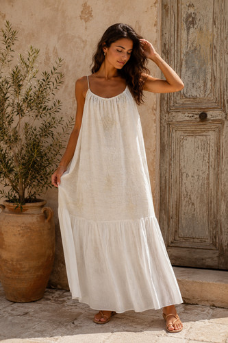 Damen langes kleid weiß boho - damen,