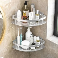 Duschablage Ohne Bohren, Duschregal Ecke 2 Stück Badezimmer Regal Silber