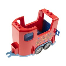 1x Lego Duplo Auto Anhänger rot Pferd Zirkus Klappe blau 87658 87657c02pb01