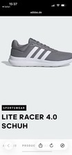 Original Adidas Sportschuhe Lite Racer 4.0 CloudfoamHerren in Grau / Weiß Neu!