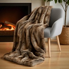 Kuscheldecke Felloptik 165x190 cm Felldecke (Fellimitatdecke) braun/schwarz