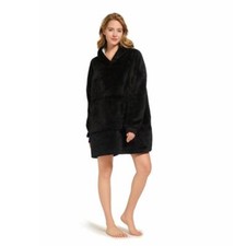 Deckenpullover Pullover Decke Kuscheldecke Oversize Unisex Schwarz