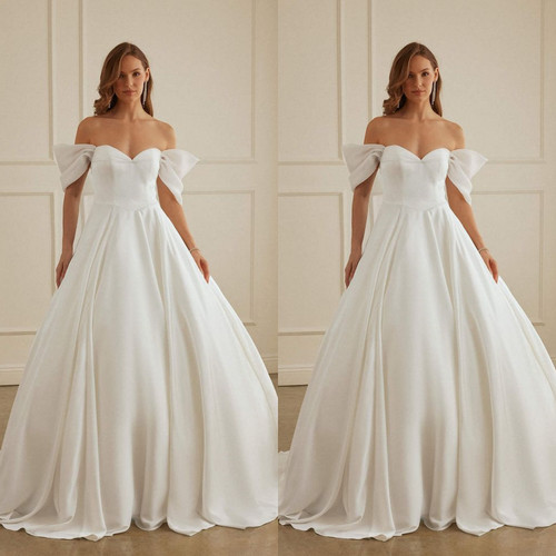 Satin brautkleider weiß - brautkleider,