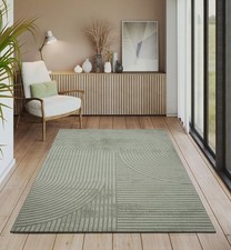 Teppich Wohnzimmer Kurzflor Arc Curve Design Skandinavisch Salbei Grün