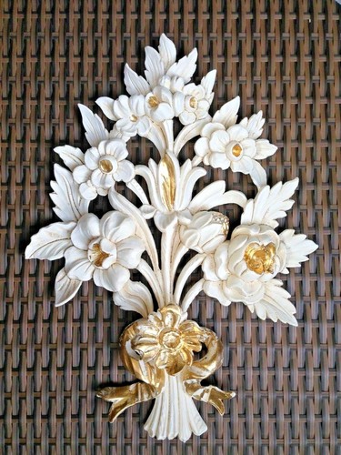 Wanddeko wandrelief weiß gold - wanddeko, weiß-gold