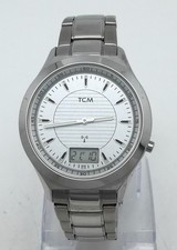 TCM Herrenuhr,Funkuhr,Edelstahl,Datumsanzeige,Leuchtzeiger,die Uhr läuft