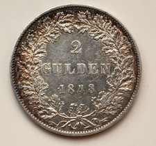 2 Gulden Doppelgulden 1848 Freie ReichsStadt Frankfurt Silber Kahnt #173