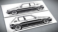 Peugeot 205 GTI tuning Aufkleber Silhouette Peugeot 205 GTI Sticker Schwarz neu