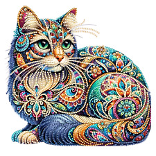 Kunstvolle Katzenmagie 5D -Diamond Painting im Set ohne Bilderrahmen 30x30 cm