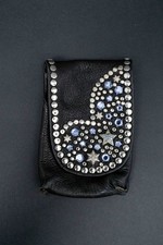 Vintage Kolster Mini-Etui mit blauen Strasssteinen 80s