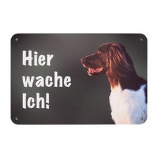 Kleiner Münsterländer - "HIER WACHE ICH!" Hunde Zaunschild - Warnschild