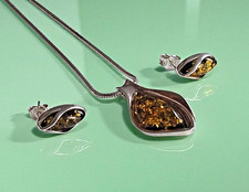 * Elegantes 4 teiliges Schmuckset * Bernstein * Silber 925 * (1522)