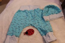 Mode für die Kleinsten Babyset Pumphose+Mütze gr 56/62/68-Fische