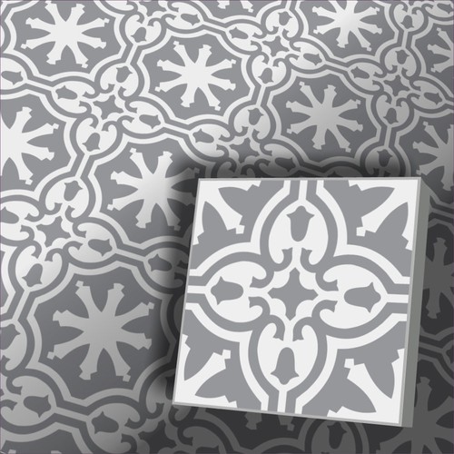Stk zementfliese grau weiss - 1,