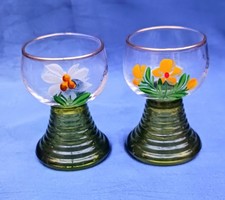 2 Mini  Römer Glas ,  5,5cm , 60er , vintage, handbemalt , aus Axams, Österreich