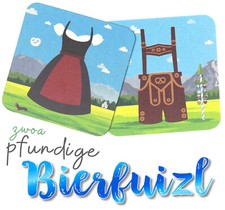 2 Bierdeckel Bayerische Trachten ⋙ Dirndl & Lederhose ⋙Wiesn✴Oktoberfest München