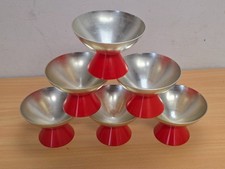 6x DDR Eisbecher / Eisschalen - Aluminium eloxiert, Silber Chrom