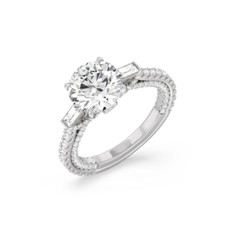 Diamant Ehering 14K Weißgold 2,50 Karat Rundschliff IGI Lab Created E F VS