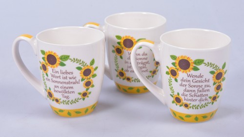 3er set tassen sonnenblumen - set,