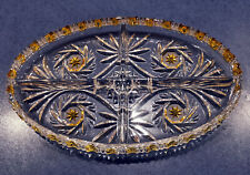 Kristallglas Anbieteschale Konfektschale oval Vierfächer zweifarbig gelb / klar 