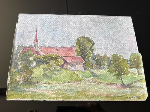 Antikes aquarell landschaft - antikes,