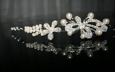 Perle  Haarschmuck Kristall Diadem Hochzeit Braut Prinzessin Strass 
