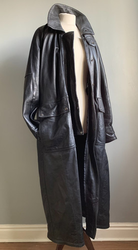 Langer leder trenchcoat - langer, 40