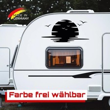 Wohnwagen Sonnenuntergang Aufkleber Wohnmobil Auto Meer Sonne 100cm x 45cm #126
