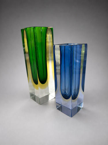 Pair sommerso glass block - glass,