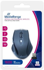Mediarange Funk Maus optisch kabellos 5 Tasten optical 1600 dpi schwarz MROS203