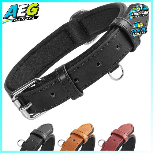 Hundehalsband leder gepolstert - hundehalsband,