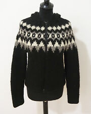 Island Norweger Kurz Strickjacke Grösse XS Damen Kapuze Wolle Handarbeit ZD543