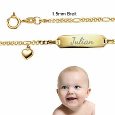Babyarmband/Namensarmband  mit Herz -Echt Gold333(8Karat)-ca.1,5mm Breit-GRAVUR