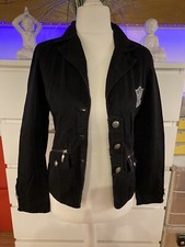 CRASHONE❗️schwarze Denim Jeansjacke Damen 164/ XS Metallknöpfe Mädchen Kurz