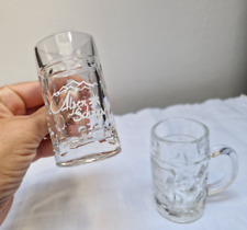 2 Stück Alpen Schnaps Glas Bierkrug Form mit Henkel  4 cl Schnapsgläser Stamperl