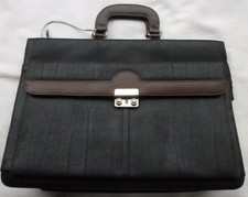 Collegemappe Aktentasche Tasche Laptop Tragegriffe Schloß braun/schwarz Leder(op