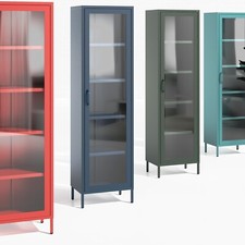 Vitrinenschrank Wohnzimmerschrank Vitrine Bücherschrank Schrank Glitzernd Metall