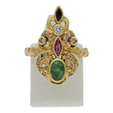 Saphir Rubin Smaragd Diamant Ring 750 Gold Gr 53 18 Karat Schmuck R04.3399