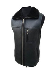 Leder Lammfellweste Lederweste Schaffell Fellweste Lammfell Jägerweste grau